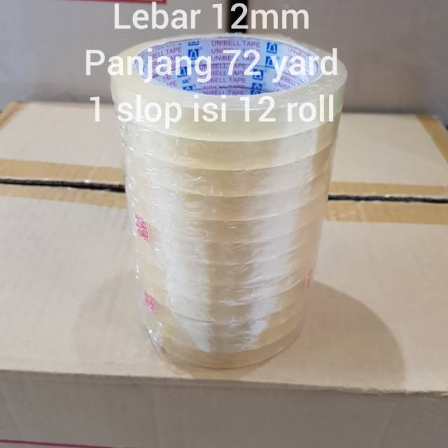 SELOTIF SOLATIF / ISOLASI KECIL 12MM X 72 YARD UNIBELL / 12 ROLL