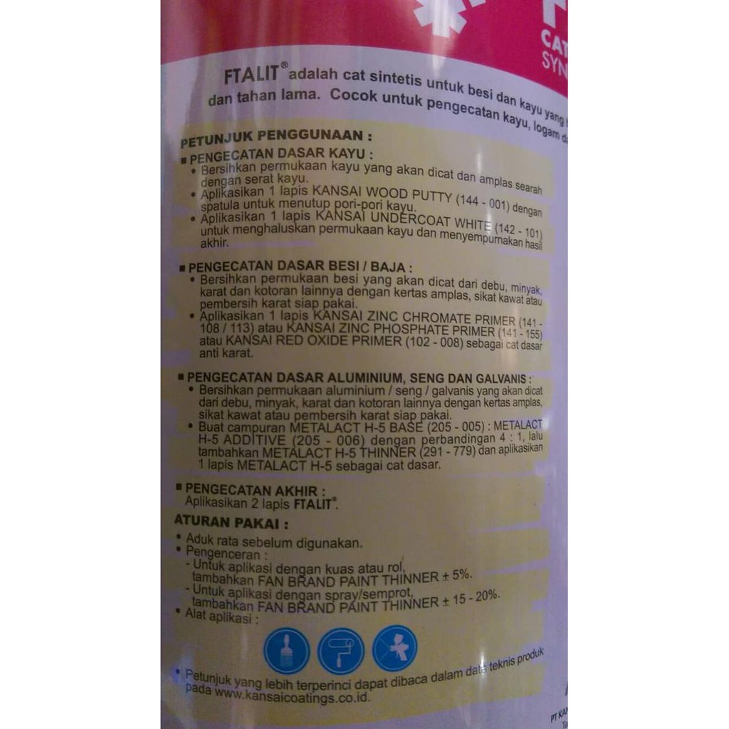 

Dapatkan Cat Minyak Besi Kayu Silver / Cat Ftalit Kansai 1 Kg Kualitas Baik