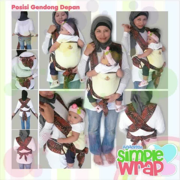 Simple Warp atau Gendongan atau Baby Carier Samping Depan dan Belaka