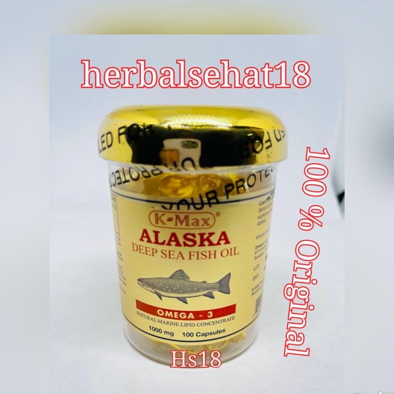 K-MAX TUTUP EMAS KUNING ALASKA OMEGA 3 100SOFTGEL DEEP SEA FISH OIL