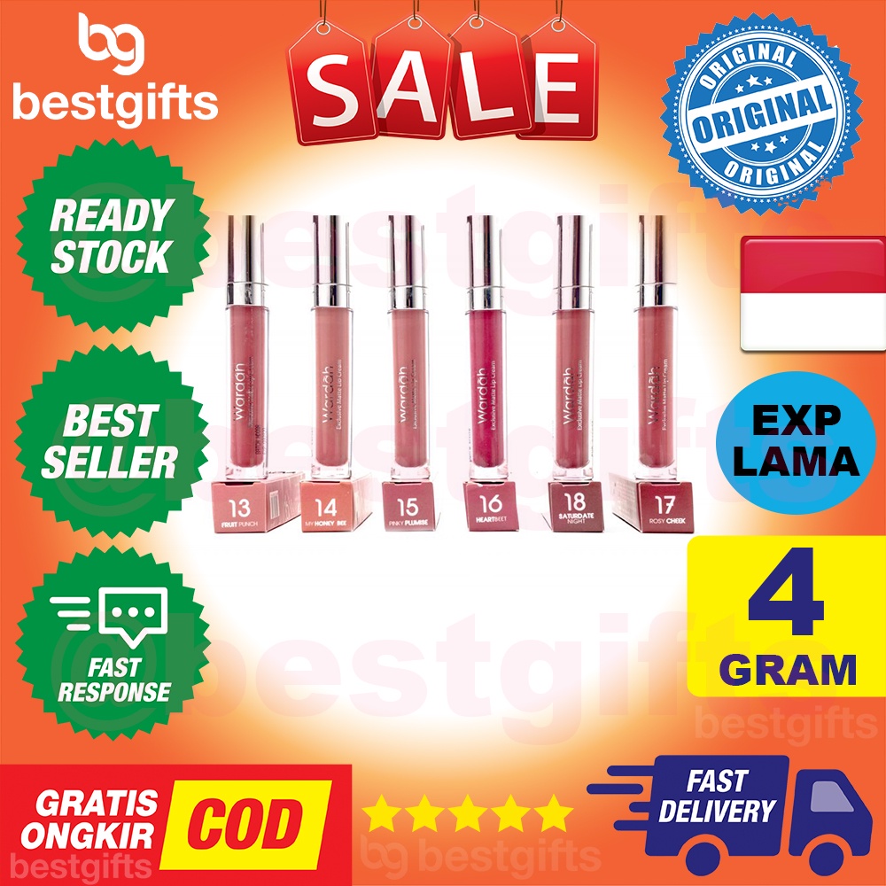 WARDAH EXCLUSIVE MATTE LIP CREAM KRIM STIK STICK TINT GLOSS LIPSTIK LIPSTICK WARNA INTENS TAHAN LAMA 4 GRAM