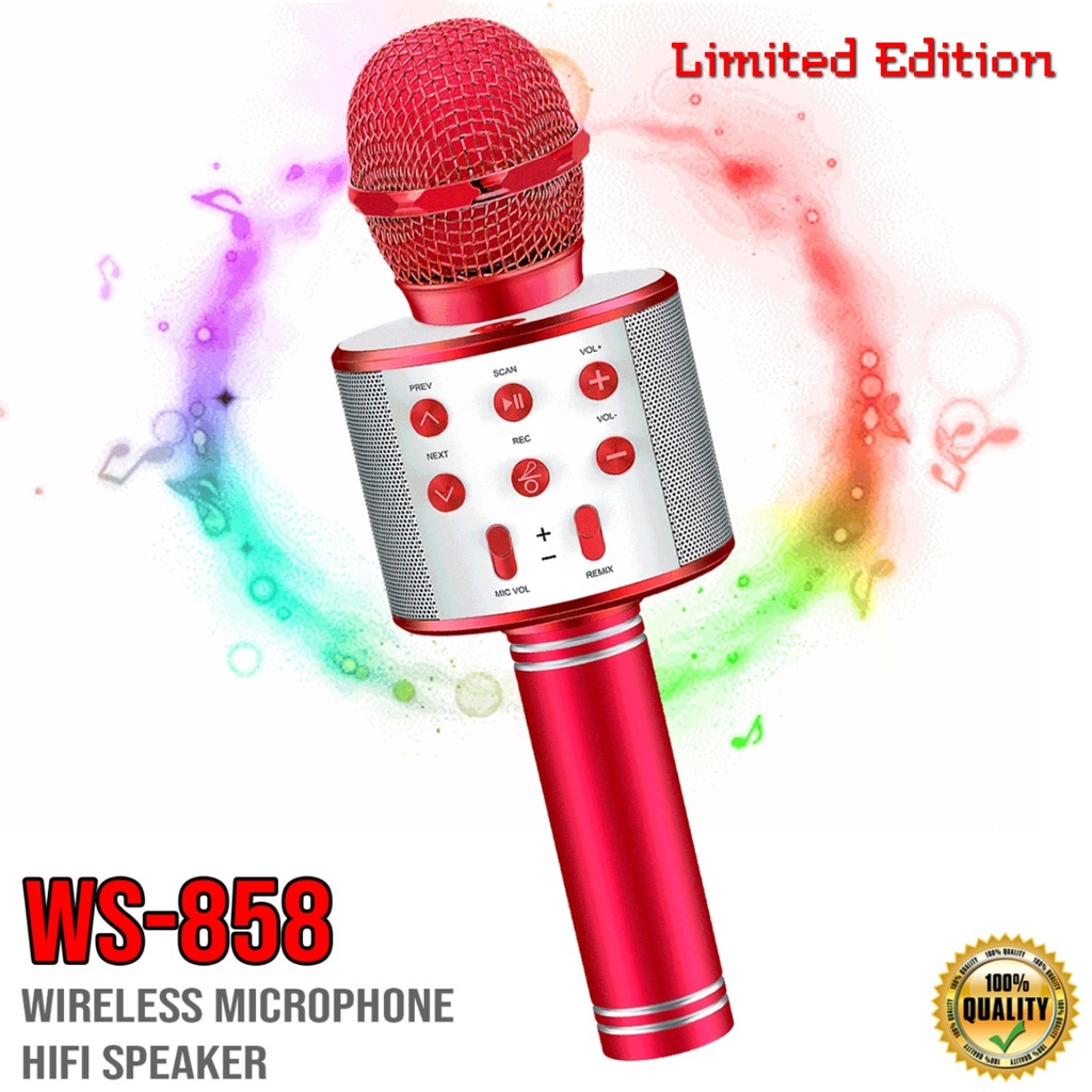 Mic Bluetooth WS-858 Wster Smule Wireless Karaoke Portable Microphone WS858 Karaoke speaker Mikrofon WS 858