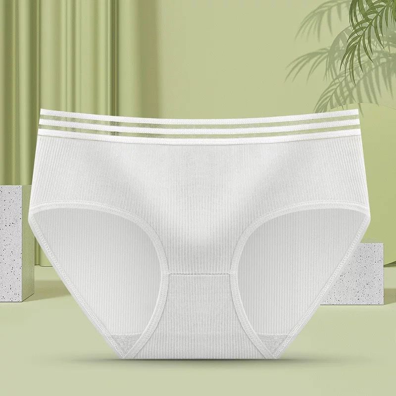 [ LINGERIE MASTER ] - (C-19) Celana Dalam Wanita Underwear Cewek Polos list hitam Celana Dalam Korea Bahan Katun-C-19  Putih