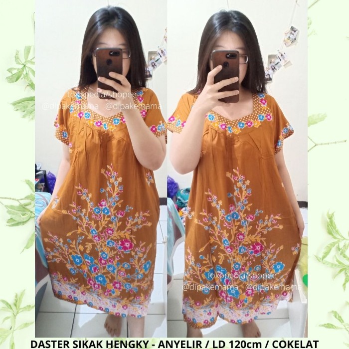 Daster Hengky Sikak ANYELIR TERBARU SEPATU BINTANG roda Baju Tidur Daster Batik Murah Harga Pabrik DASTER WANITA TERLARIS-ANYELIR-Cokelat