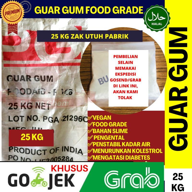 

Guar Gum 25 KG ZAK KHUSUS GOSEND India Premium / Guar Gums Food Grade / Barrel O Slime / Pengental