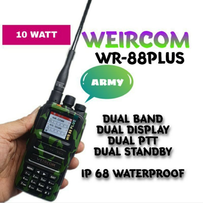 HT WEIRCOM WR 88 / WR88 PLUS 10WAT ANTI AIR DUALBAND GARANSI WEIRCOM WR 88 PLUS