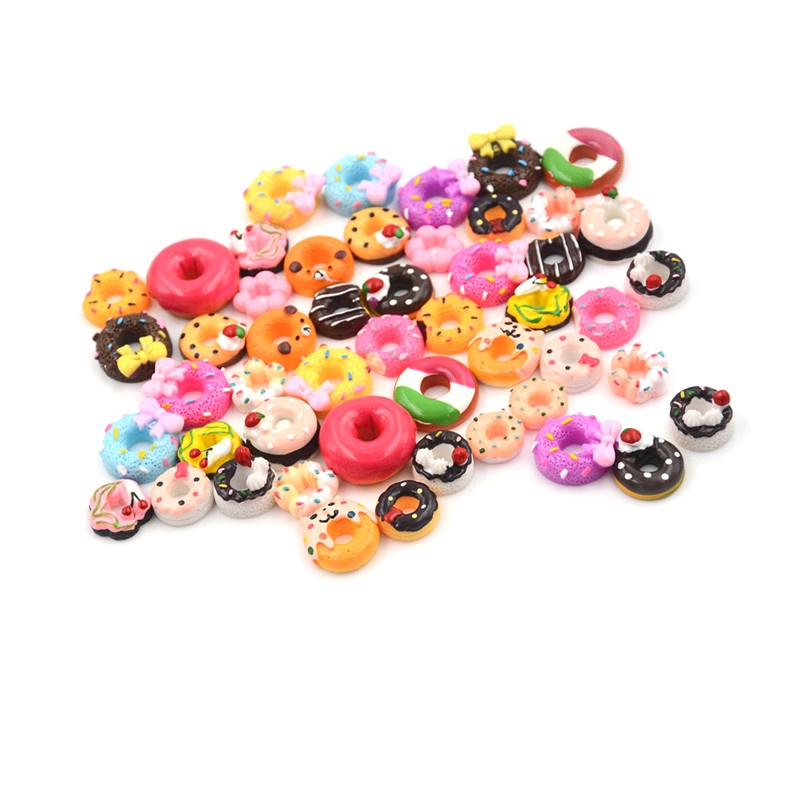 10pcs Miniatur Donat Bahan Resin Untuk Case Handphone