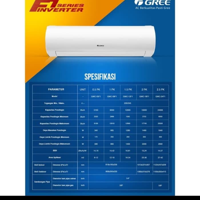 AC Gree Inverter 1.5PK GWC12F1 Gold GWC 12F1 Gold Garansi Resmi