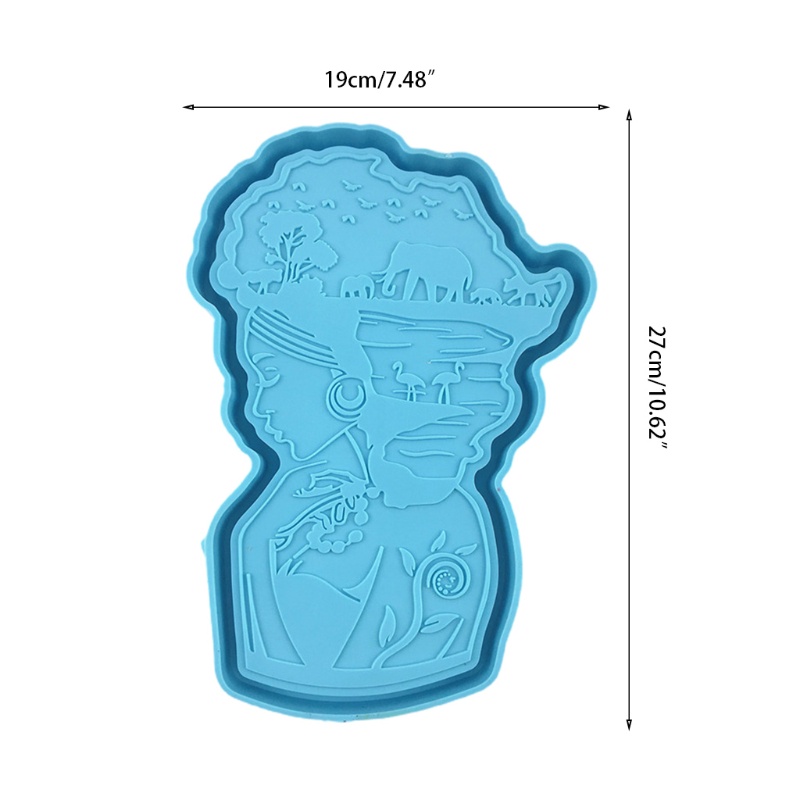 SIY  Large Afro Molds Silicone, Head Silicone Tray Mold Resin Mold 11.41x12.99 Inch,f