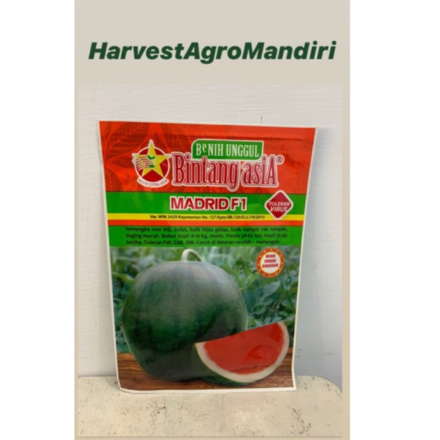 Madrid F1 bibit semangka non biji kemasan 20gram exp mei 2024