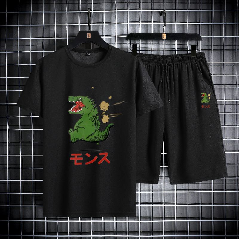 set pakaian pria- pakaian pria - baju 1 set - style Korea Godzilla