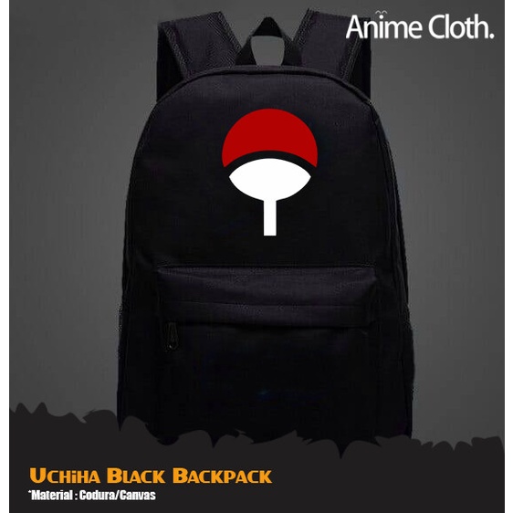 Tas Punggung Ransel Hitam Anime Uchiha Logo Naruto