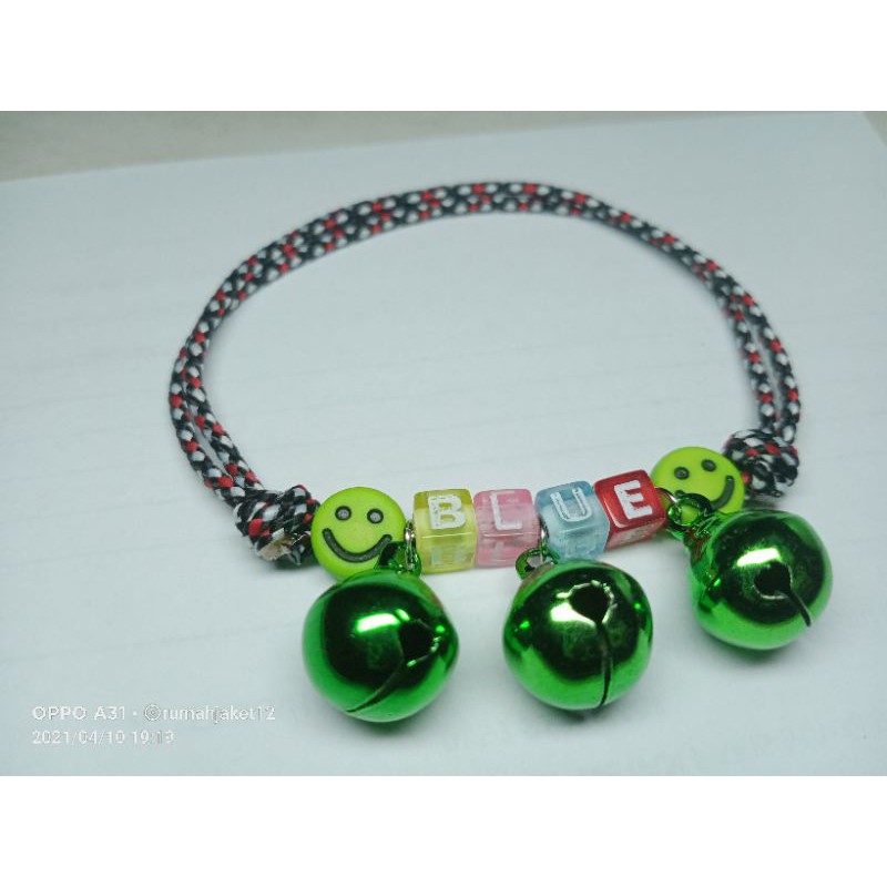 kalung kucing FREE NAMA dengan 3 lonceng 14mm kode 10K