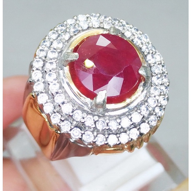 Cincin Batu Permata Merah Delima Asli Ruby bagus