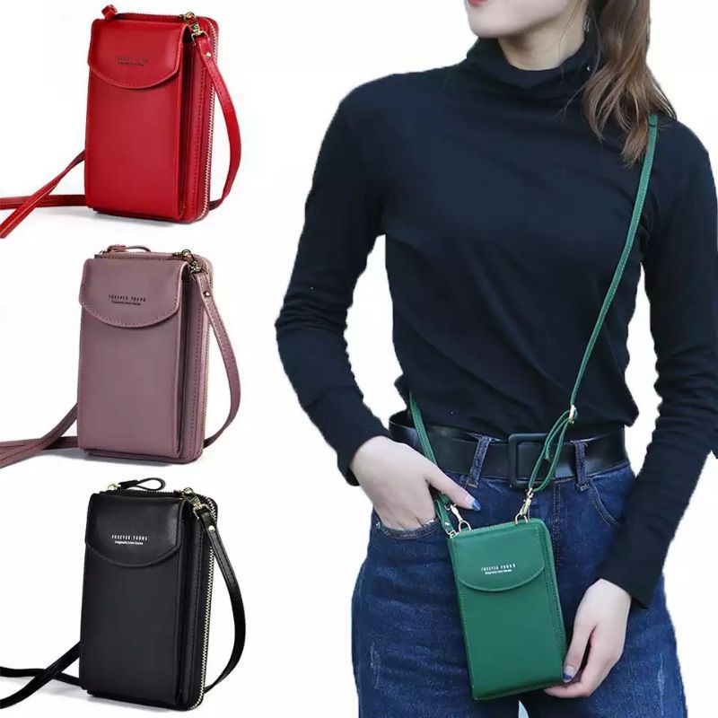Tas Slempang Megan - Dompet Pocket Hp Wanita Bahan Miniso