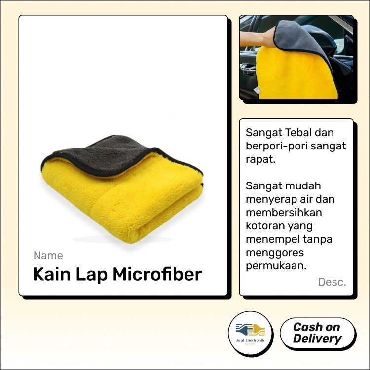 KAIN LAP Microfiber Serbaguna Lembut Tebal Anti Lecet