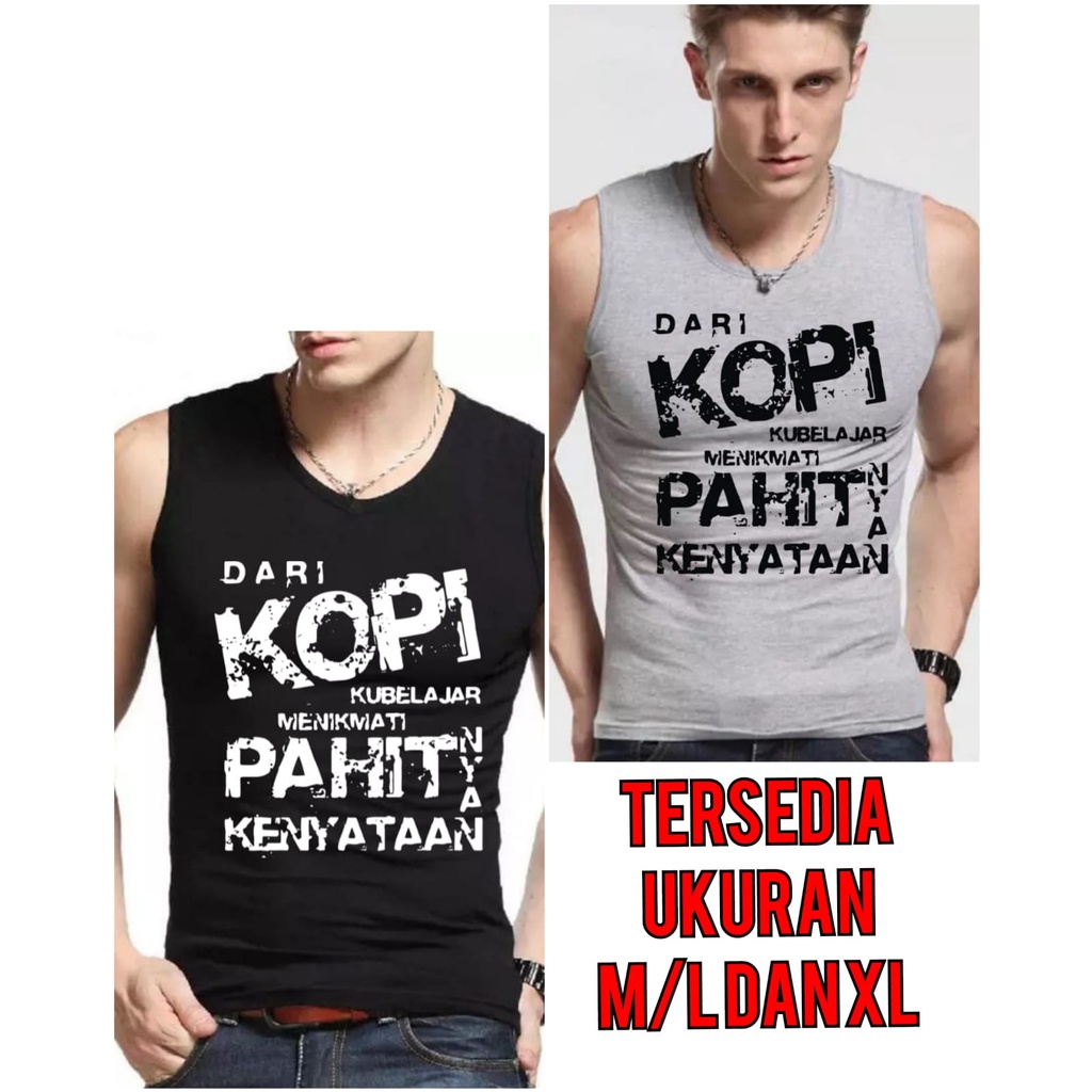 DS - SINGLET PE MOTIF KOPI PAHIT / kaos cowok / kaos singlet / kaos dalem singlet cowok