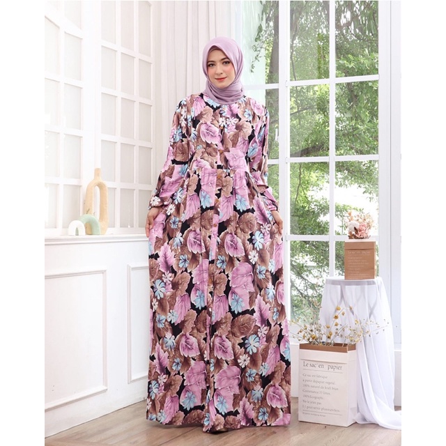 GAMIS BUNGA BBG BARU RAYON JUMBO LD120 GROSIR MURAH KANCING FULL BUSUI BUMIL TALI MODELLANO