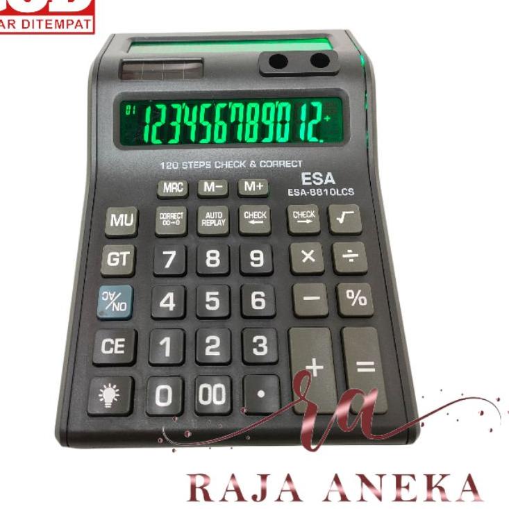 

8g✿Produk Kalkulator Layar Lcd Led menyala Calculator Besar Esa 8810 12 digit cek ulang 2 layar bolak balik V82