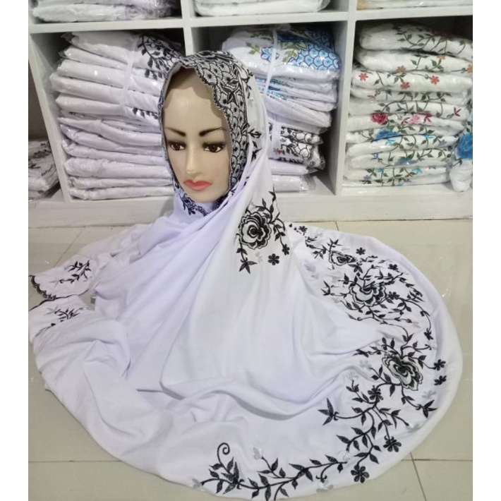 Mukena Putih Katun Mukena Terusan Dewasa Mukenah Pesantren Mukena Lajuran Katun