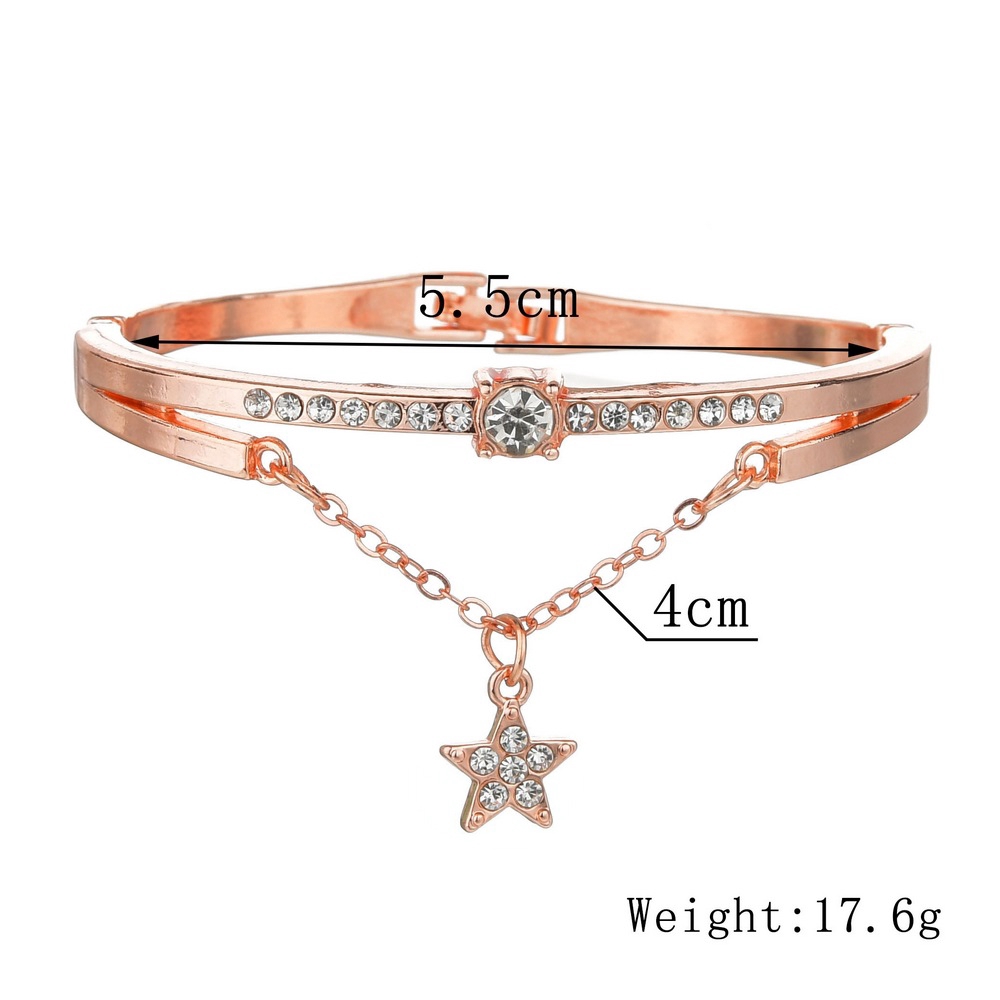 YEEZII Luxury Crystal Gold Star Bangle Vintage Charm Multilayer Bracelet Women Accessories Jewelry Gift