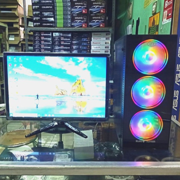 Pc gaming lengkap core i5 Ram 8 Gb Vga 2 Gb LED 19 inch siap pakai