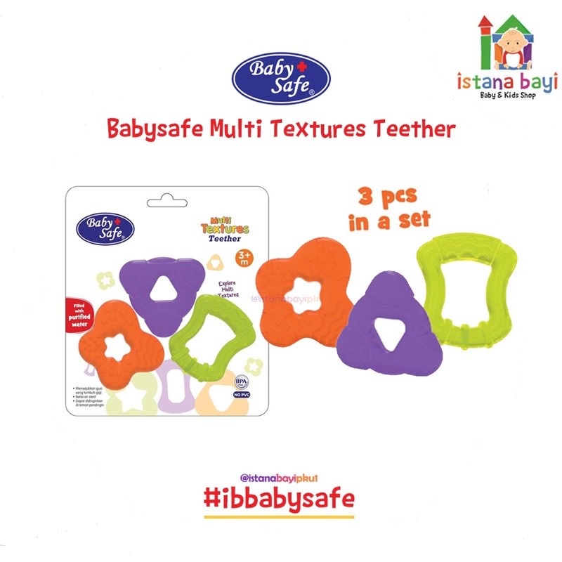 Baby Safe Multi Texture Teether Filled with Purified Water - Mainan Gigitan Bayi Isi 3 TT009