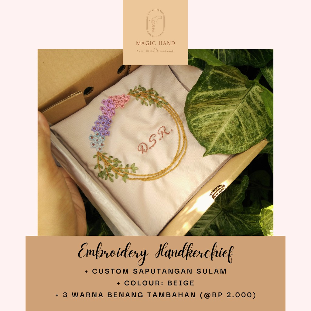 Sapu Tangan Sulam (Hadiah Wisuda/Hadiah Pernikahan/Graduation Gift/Wedding Gift/Hampers)