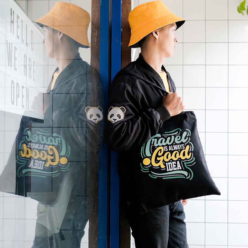 Totebag Resleting Tas Jinjing Tote bag Pria Wanita SPNB Kanvas Travel