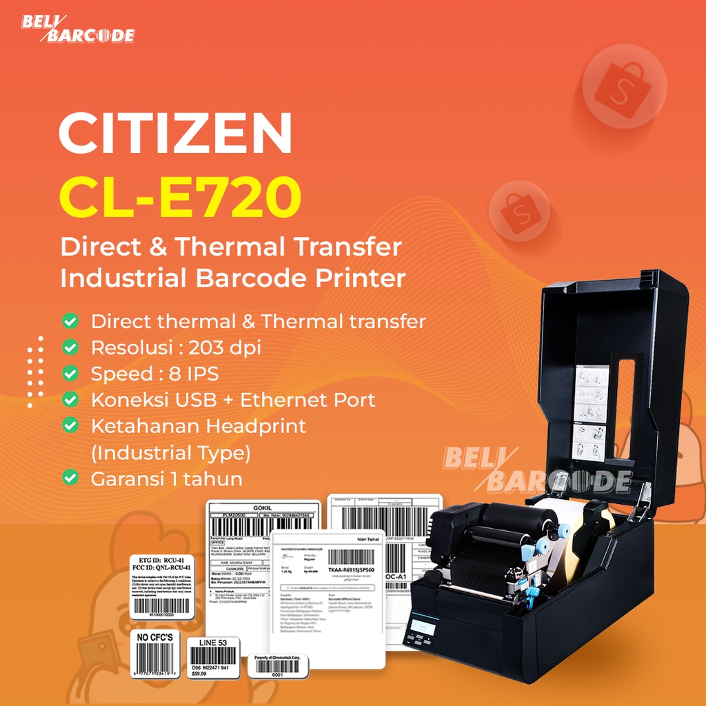 Barcode Printer Citizen CLE720 Industrial Type USB+LAN PORT