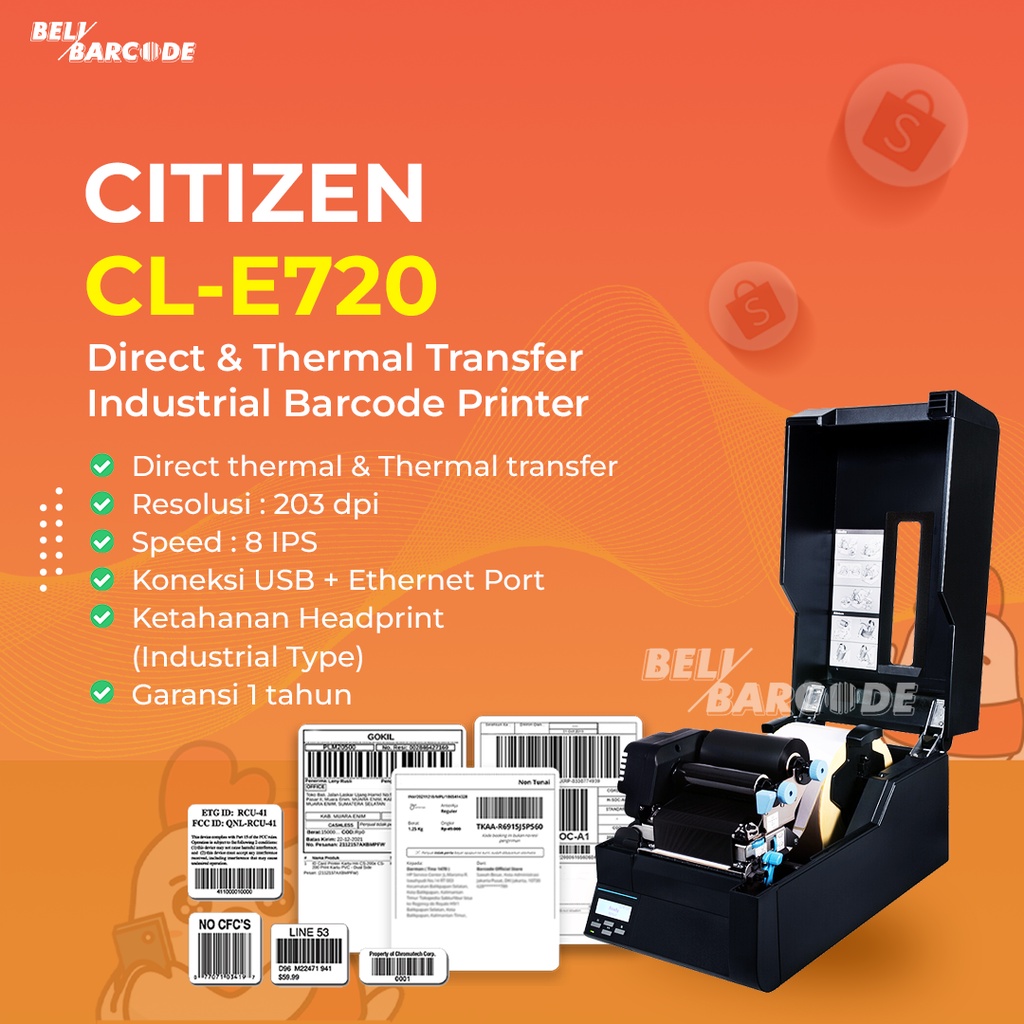 Printer Barcode Label Citizen CL-E720 8IPS USB+LAN PORT // Barcode Printer CL-E720 Industrial Type