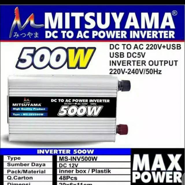 Power Inverter 500 Watt Mitsuyama MS-INV500W DC To AC 220V USB DC 5V Original