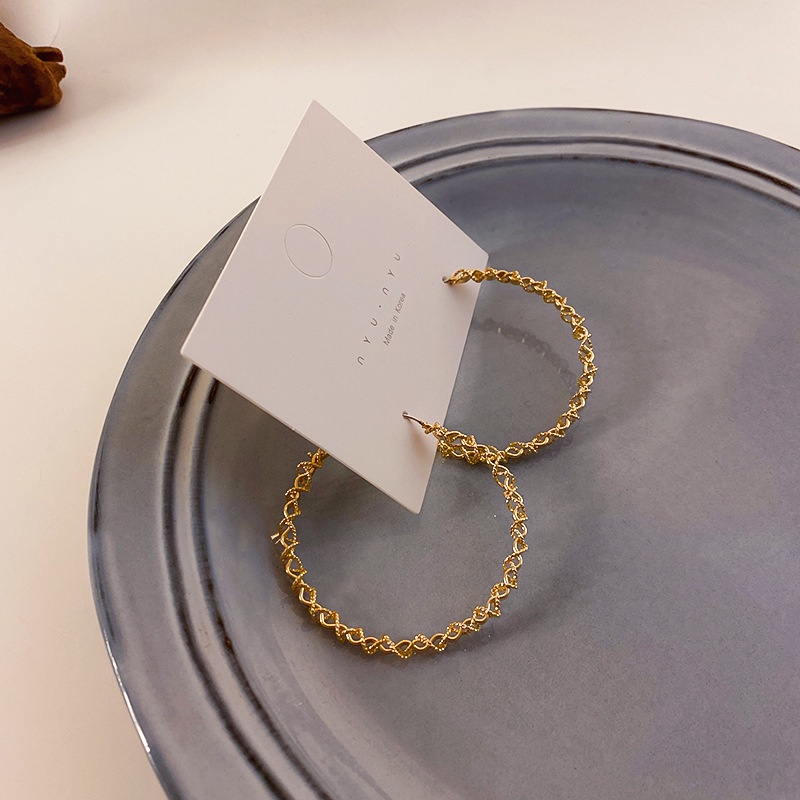 Anting Tusuk Gantung Bahan Sterling Silver 925 Desain Lingkaran Gaya Trendy Untuk Wanita