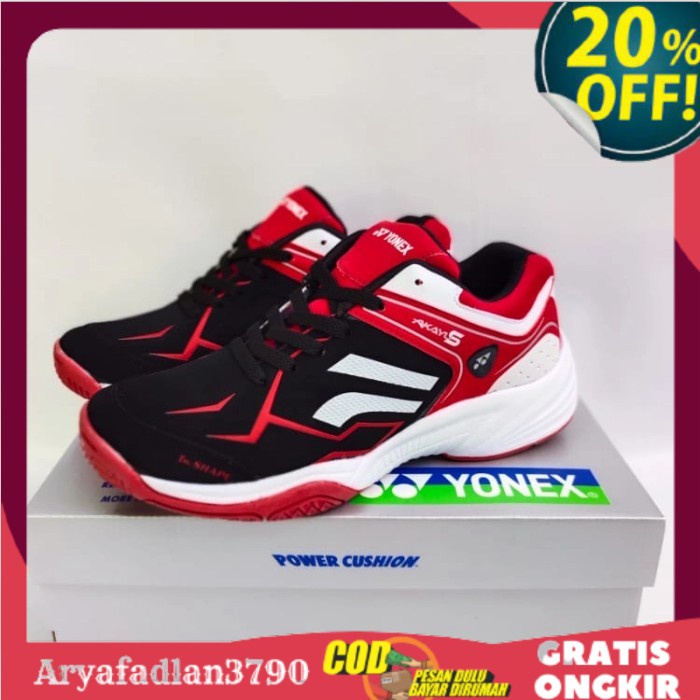 [COD] Sepatu Badminton Yonex Akayu S Terbaru || Sepatu Badminton Terbaru - hitam Merah, 39