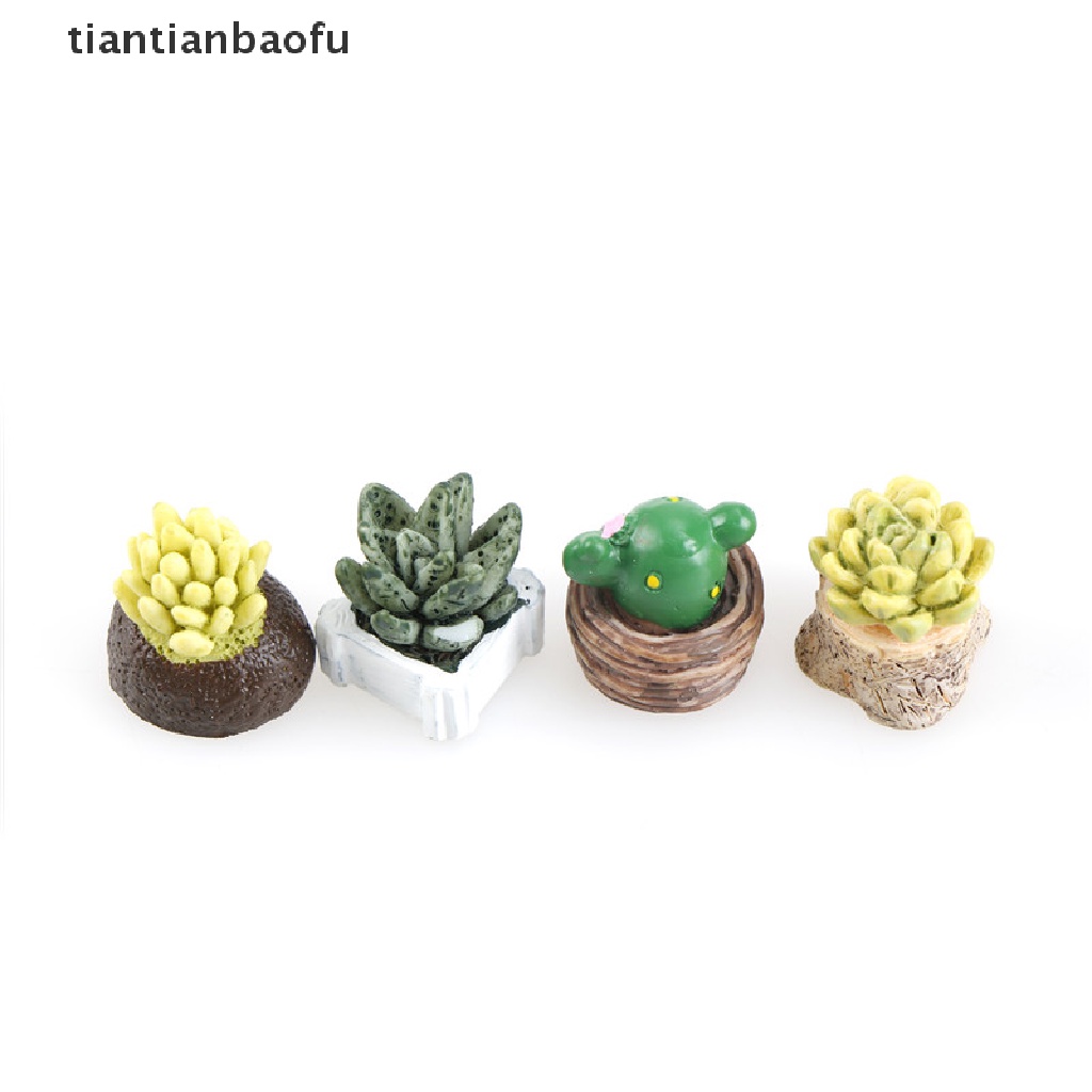 [tiantianbaofu] 4Pcs Plant DIY Resin Fairy Garden Craft Decoration Miniature Micro Gnome Terrarium Gift Boutique