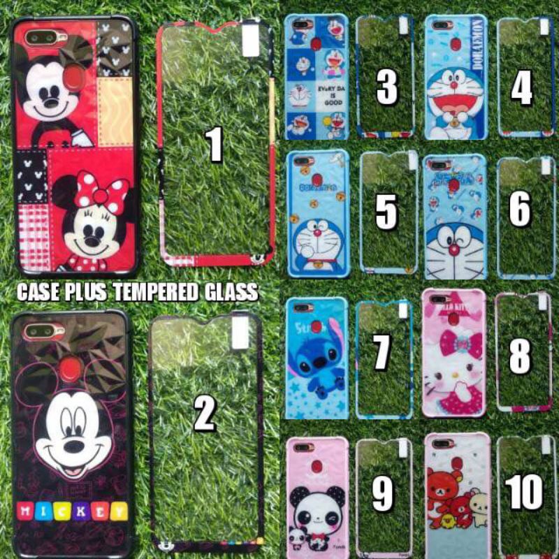 Case Anticrack Diamond Cartoon + Tempered for OPPO/ SAMSUNG/XIAOMI/ VIVO