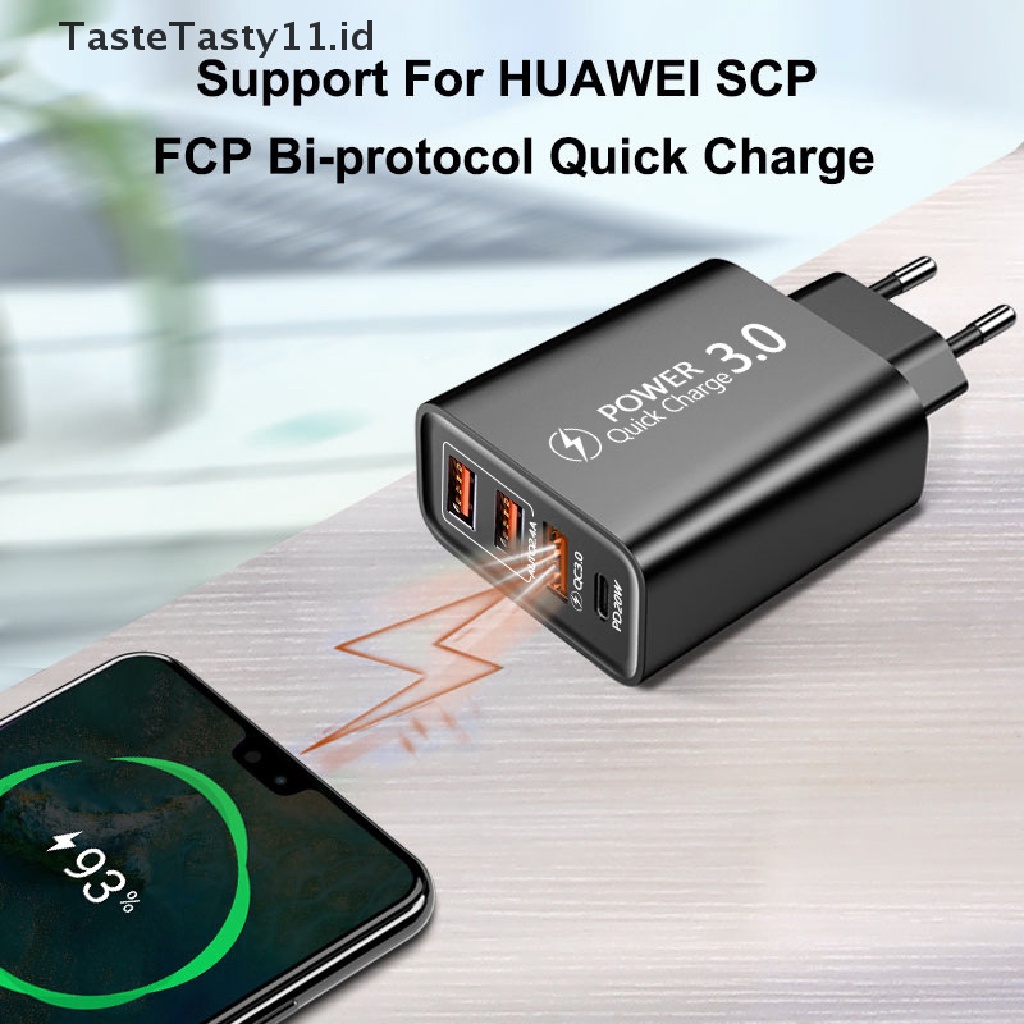 (TasteTasty) Kepala Charger 3C1A Port USB Tipe-C PD Fast Charging Portable Untuk Travel