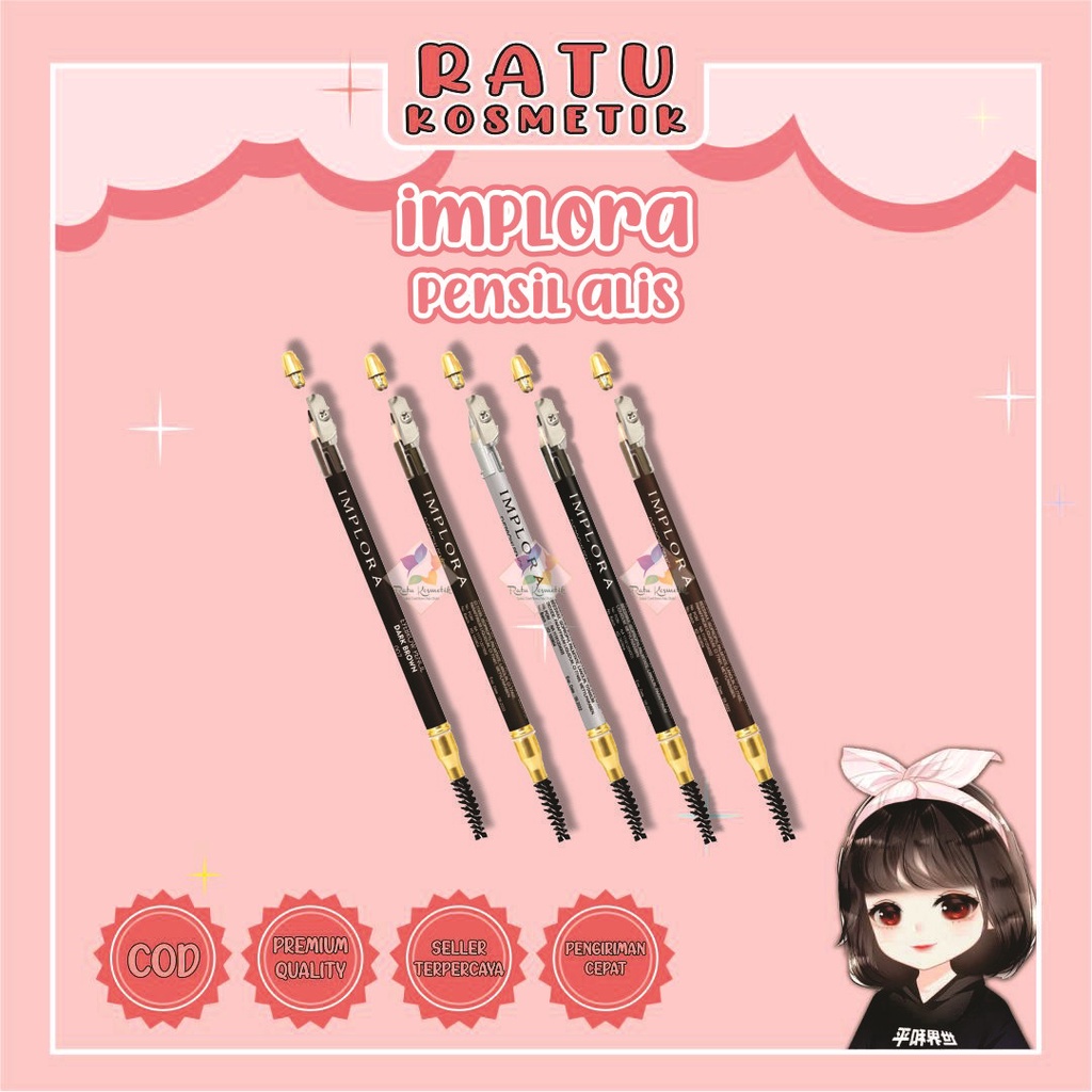 ❤ RATU ❤ Implora Pensil Alis Coklat Hitam Silver Biru (✔️BPOM)