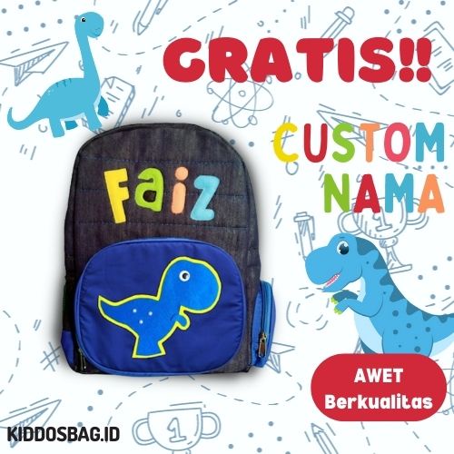 TAS KARAKTER ANAK SEKOLAH PAUD TK SD BOCIL PEREMPUAN LAKI-LAKI TAS CEWEK COWOK CUSTOM NAMA DAN WARNA