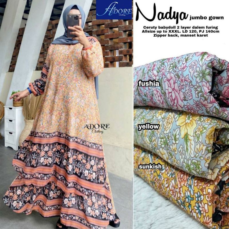 Nadya Jumbo By:Ado/Gamis/Dress/Dress Muslim/Fashion Muslim Wanita