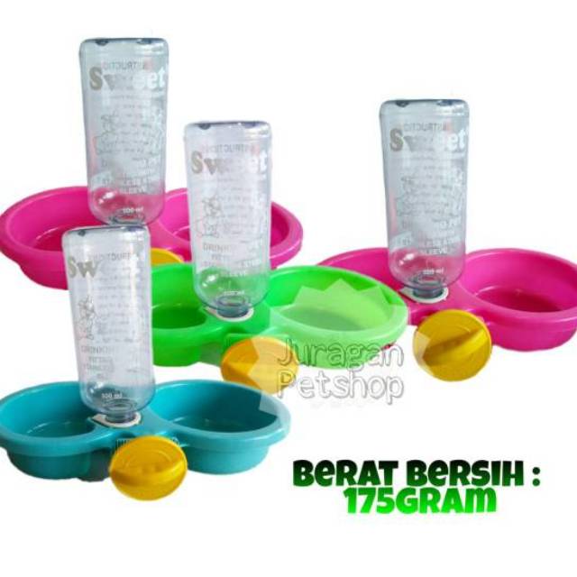 Tempat Makan BOTOL | Tempat Makan Hewan | Double Bowl Kait | Tempat Makan Kucing BOTOL Kait Kandang