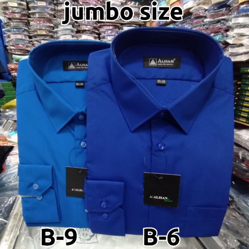 kemeja ALISAN JUMBO polos lengan panjang reguler size 16.5/17/17.5