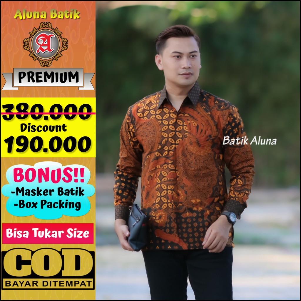 Baju Batik Pria Lengan Panjang Premium Aluna Batik Asli Solo PCW 092
