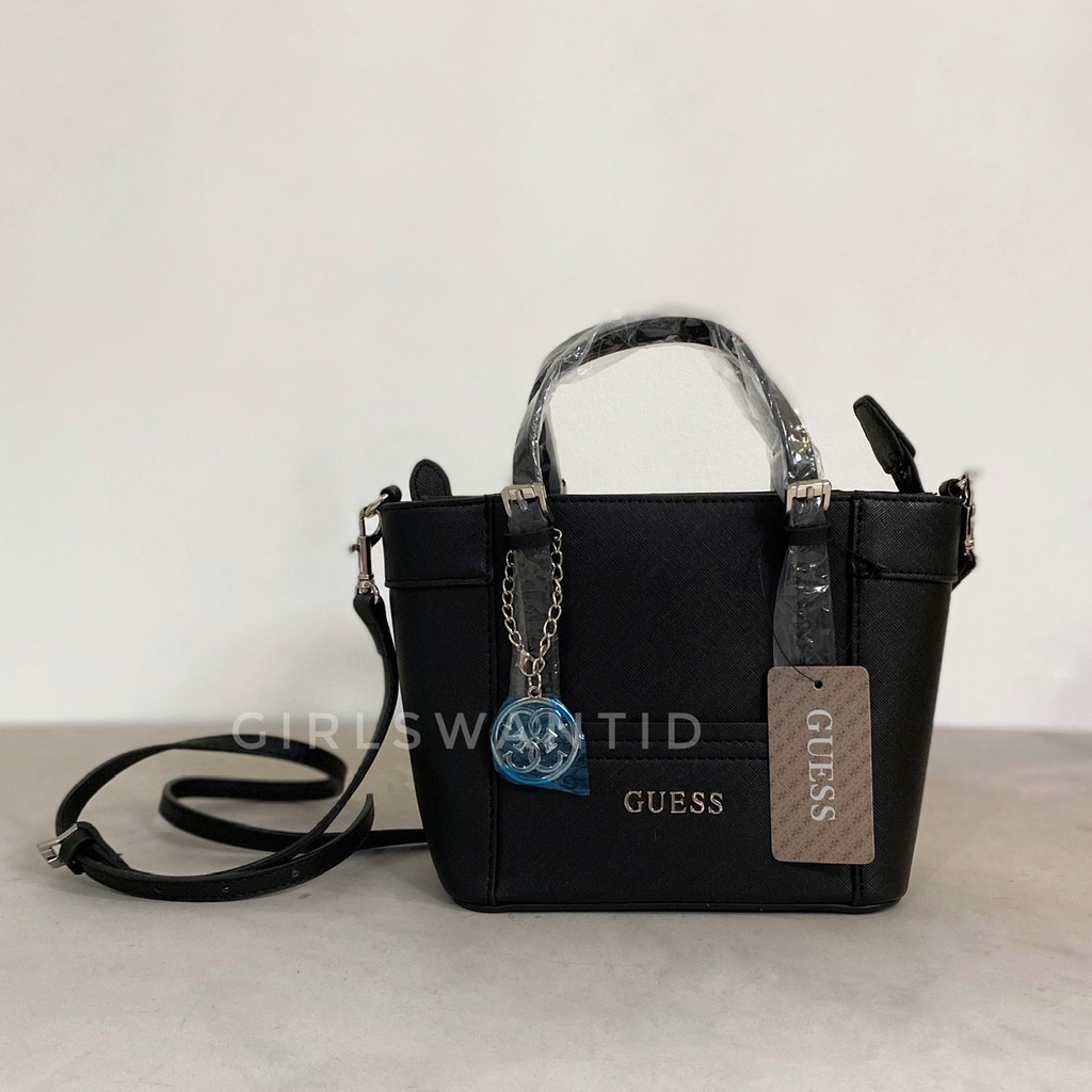 Tas Guess Delaney Mini Black handbag tote small