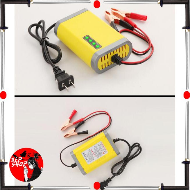 Charger Aki Motor 12V 2A with LED Indicator- Yellow