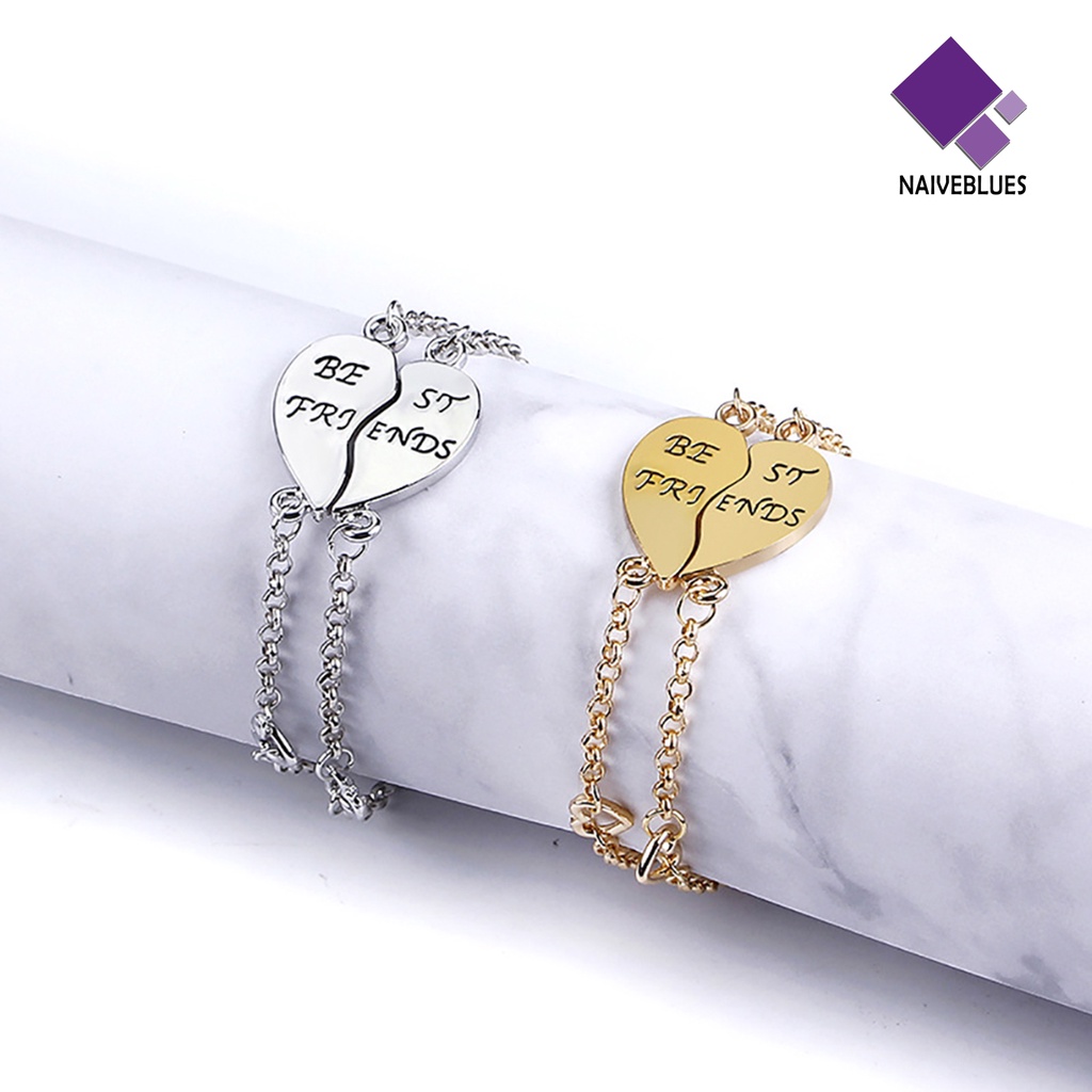 2pcs Gelang Persahabatan Bentuk Hati Untuk Hadiah