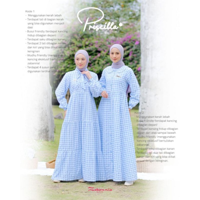 PRISCILLA 1 by ZABANNIA#Gamis PO#Ready 16 September#Set Khimar dan Pashmina