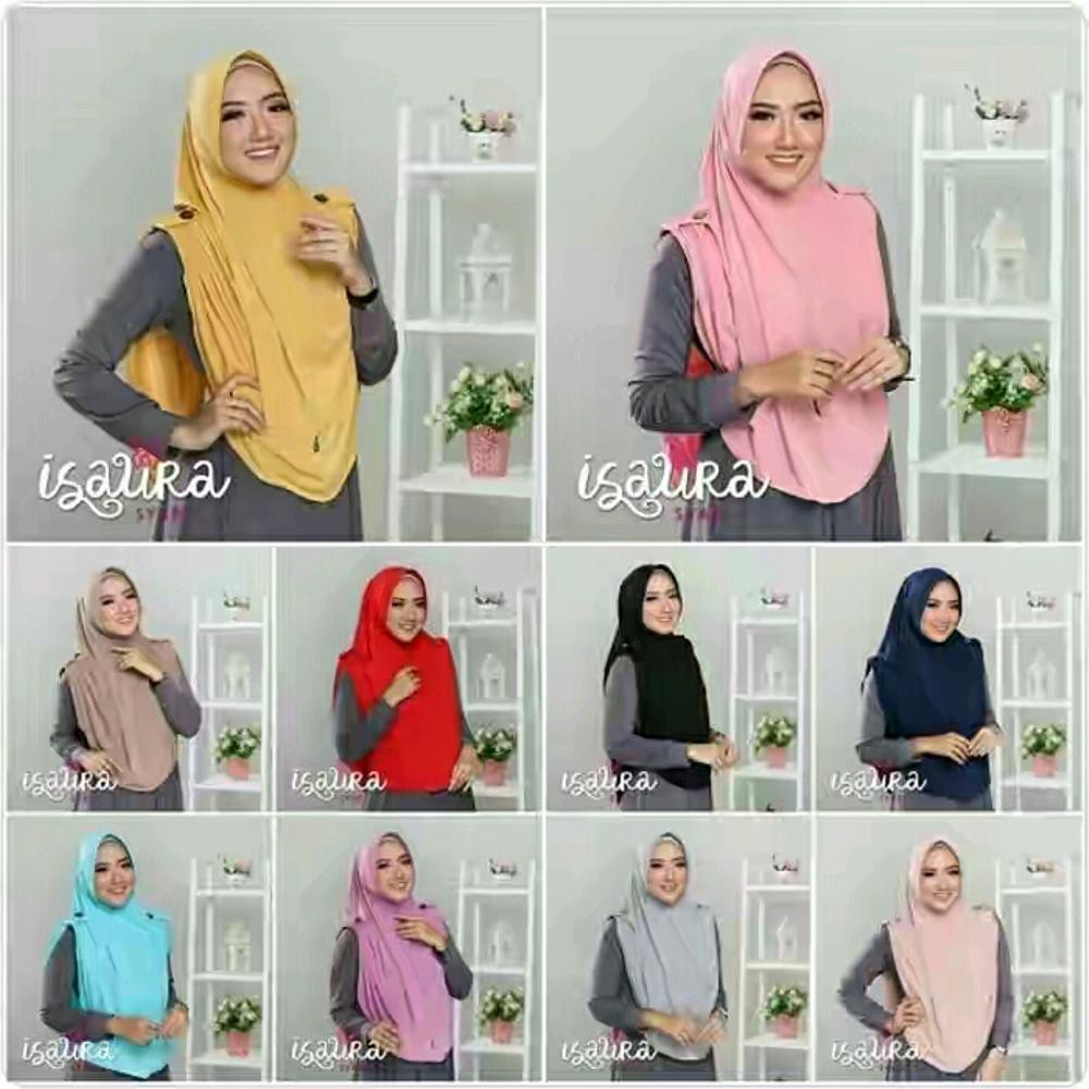 Isaura Instant Syari / Isaura Syar'i Hijab Instan Jilbab Bergo Pad Antem / Khimar Instan With Pet