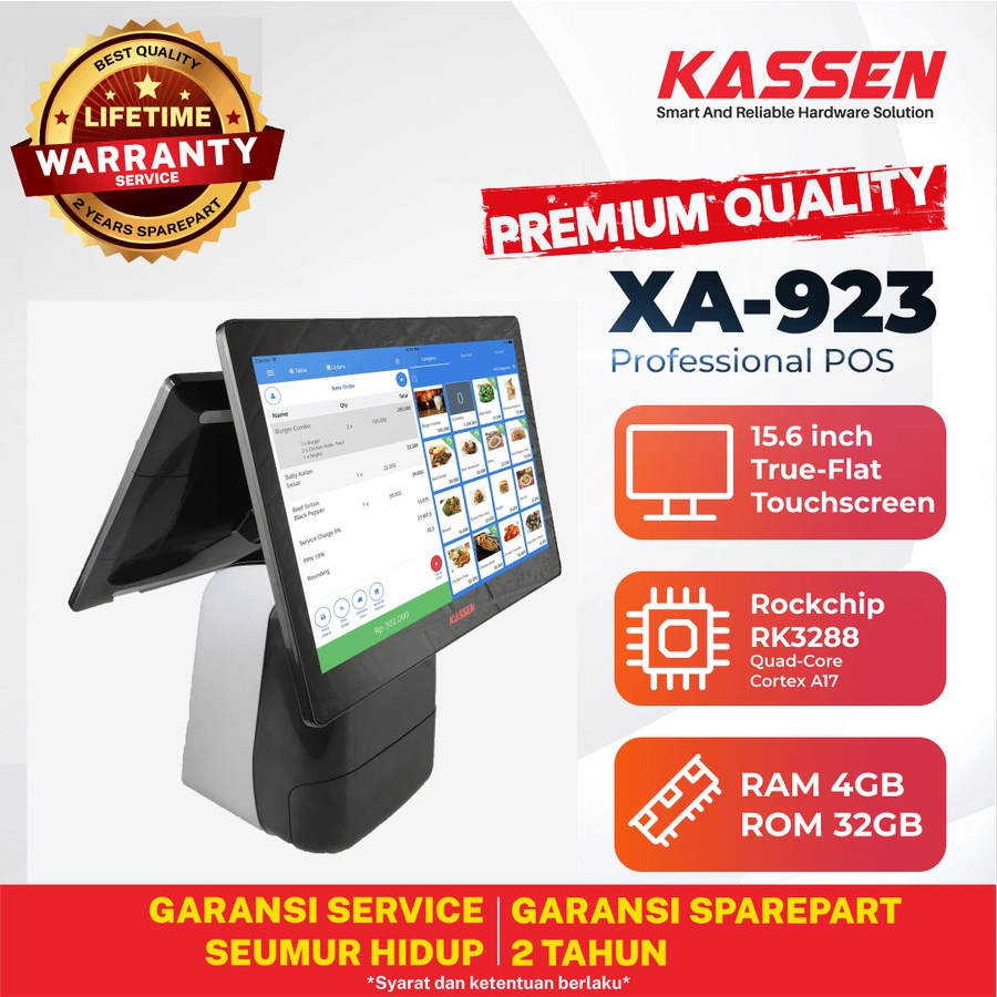 KASSEN XA-923 ANDORID POS TOUCHSCREEN DUAL DISPLAY 80MM