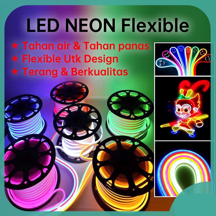 Lampu LED Strip NEON FLEX / Neon Flexible LED Strip Flex per Meter 220V IP65 WATERPROOF